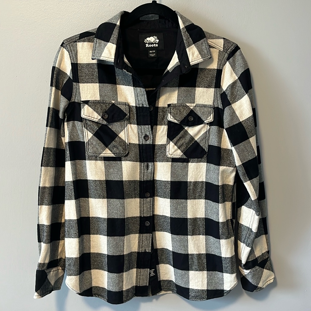 Roots Plaid Elbow Patch Button Up